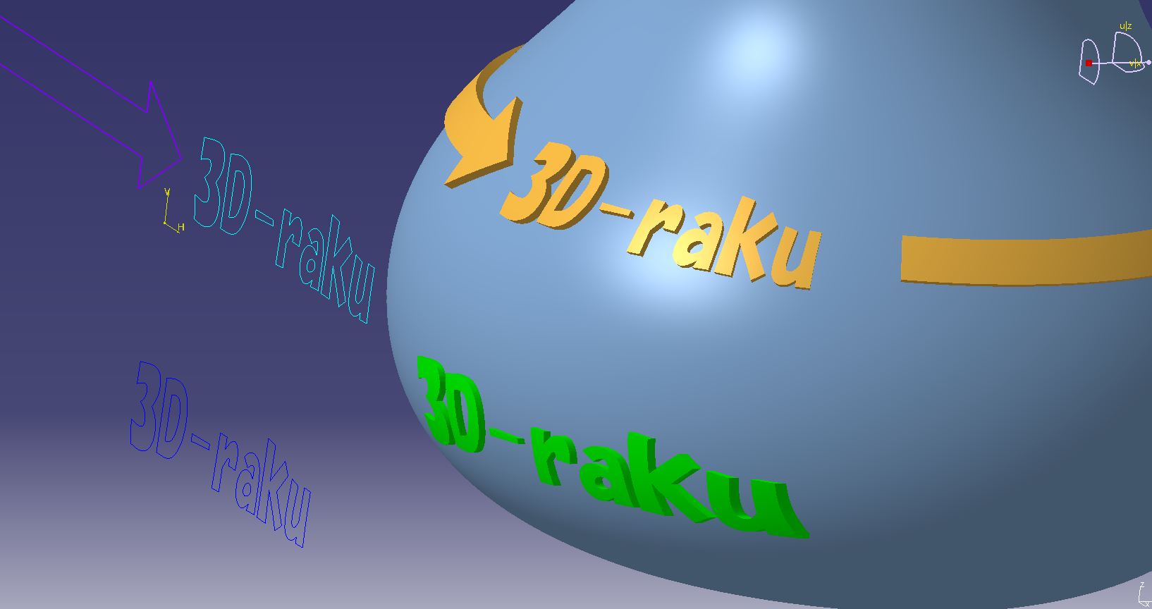 Catia V5 文字テキストから３d文字を曲面に展開する方法 Develop ツール 3d楽